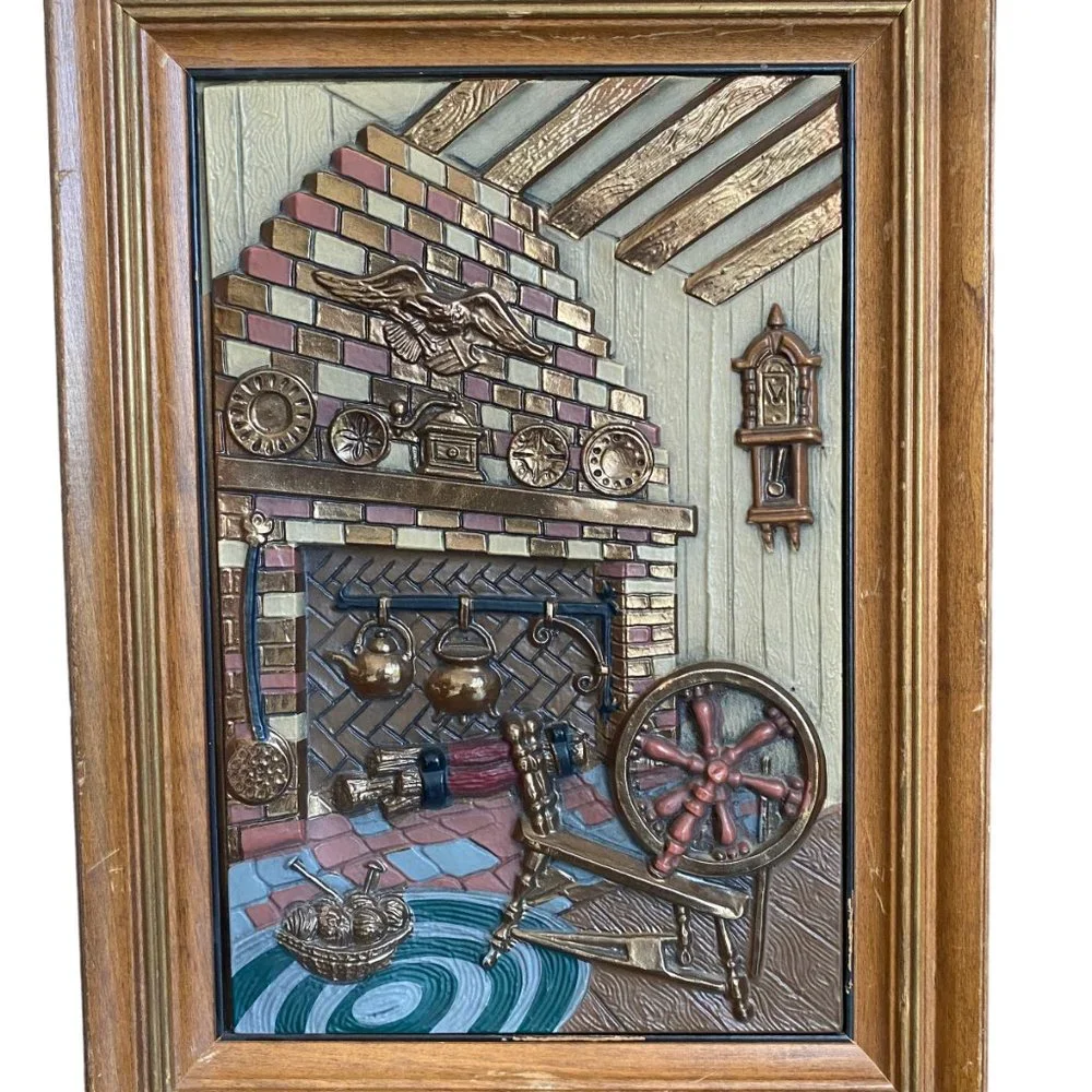 Vintage Hand Colored Turner Accessory Early American Scene 3D Wall Hangings Set - Picture 5 of 16